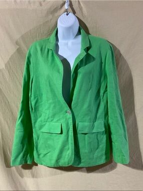 CHARLIE B Size M Bright Green Single-Button Blazer